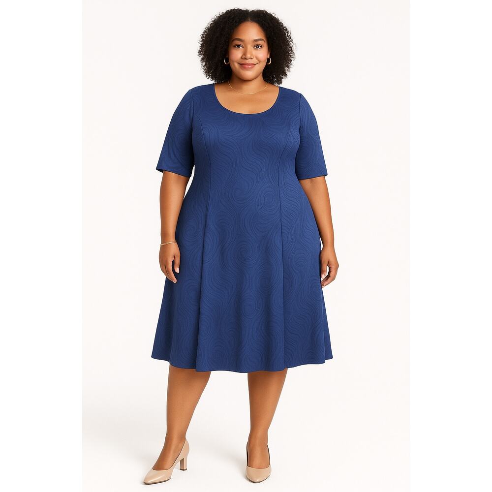 Bethany 3X Blue Gored Swing Dress –‎ Plus Size